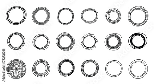 Abstract circular patterns with a digital glitch art aesthetic offering diverse visual textures.