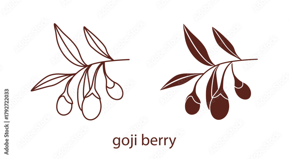 Fototapeta premium Goji berry icon silhouette and line style, editable stroke