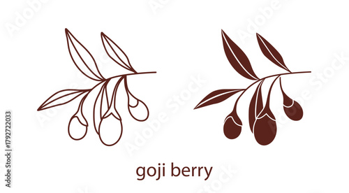 Goji berry icon silhouette and line style, editable stroke
