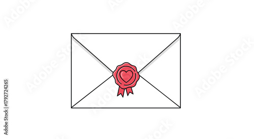 An elegant white envelope sealed with a red wax heart stamp indicating a special message within.