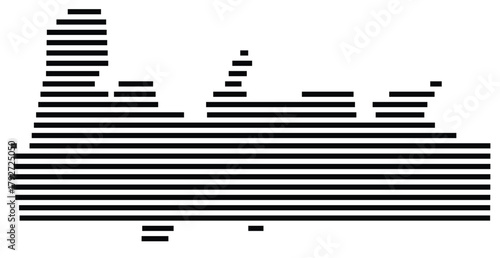 Symbol Map of the County Hampden (Massachusetts, US) showing the County with a few black horizontal lines