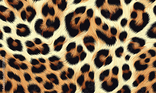 Leopard Skin Texture Pattern Vector. Seamless Animal Wildlife Skin Pattern. Leopard Fur Camouflage Background, rich print for web, print and textile.
