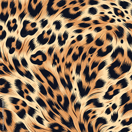 Leopard Skin Texture Pattern Vector. Seamless Animal Wildlife Skin Pattern. Leopard Fur Camouflage Background, luxury look for web, print and textile.