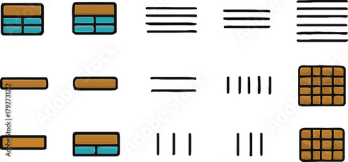 Collection of table top views for interior design
