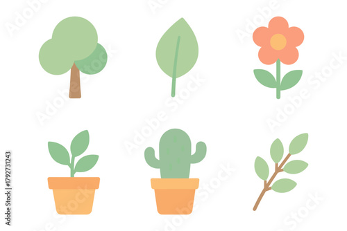 Nature inspired minimalist plant icons for eco-friendly designs