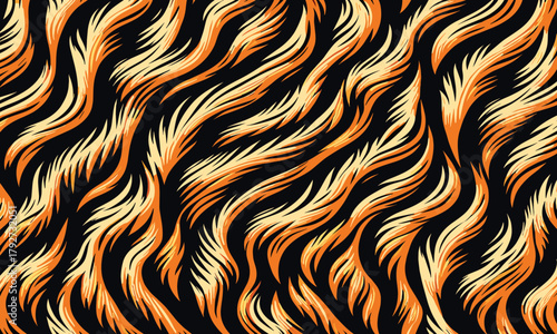 Vectand tiger skin illustration featuring wild striped fur texture, great fand wallpaper murals, fabric prints, and decandative tile surfaces.