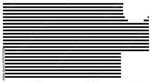 Symbol Map of the County Roseau (Minnesota, US) showing the County with a few black horizontal lines