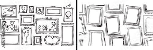 picture frame doodles, photo frame illustration, wall decor icons, art gallery sketch, frame vector pack, home decor art, vintage frame drawing, minimal frame icon, aesthetic frame design, photo borde