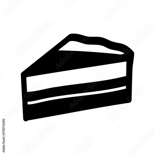Illustration of a chocolate cake slice with white cream filling layers