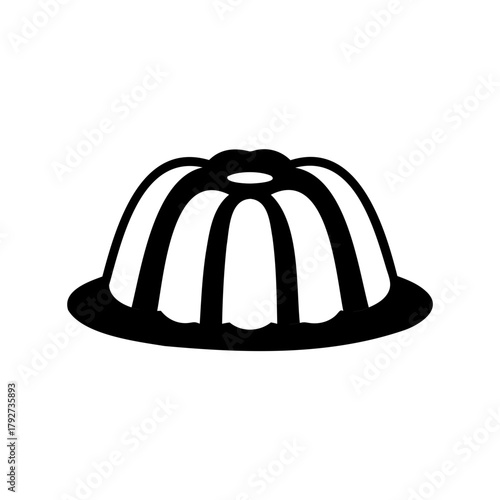 Black and White Illustration of a Molded Dessert, Likely JellO