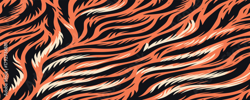 Tiger skin pattern vectand art with textured wild fur stripes, suitable fand artistic wallpapers, fabric designs, and tiled surfaces.