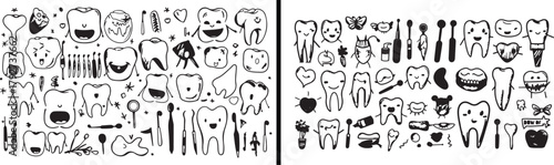 dental doodle set, cute tooth icons, dentist elements, cartoon teeth art, dental hygiene clipart, tooth illustration pack, smiling tooth drawings, dental vector set, tooth cartoon design, oral health 