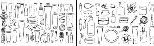 Cosmetic Bottle Illustration, Beauty Product Vector, Skincare Tube Doodle, Cosmetic Cream Sketch, Makeup Container Design, Beauty Essentials Clipart, Liquid Bottle Outline, Lotion Packaging Art, Selfc