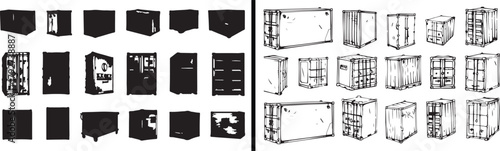 Kitchen Furniture Illustration, Modern Cabinet Doodle, Interior Furniture Vector, Storage Cupboard Design, Home Kitchen Sketch, Modern Kitchen Outline, House Interior Clipart, Kitchen Equipment Drawin