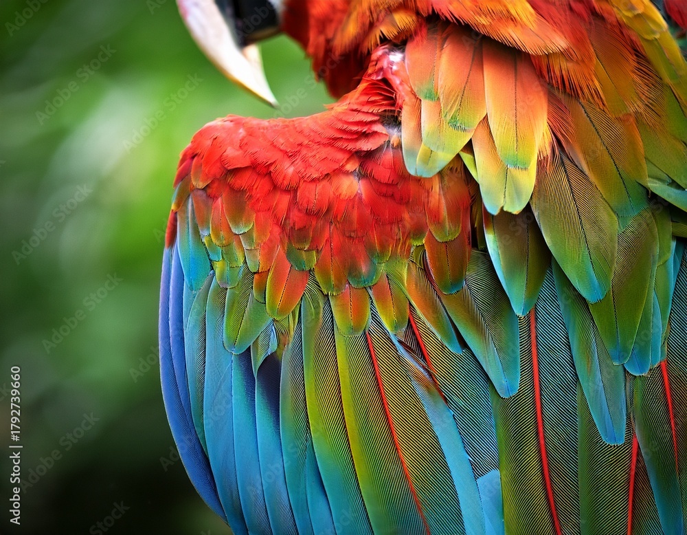 Obraz premium vibrant macaw wing in jungle