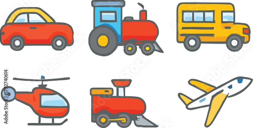 Collection of various transportation icons