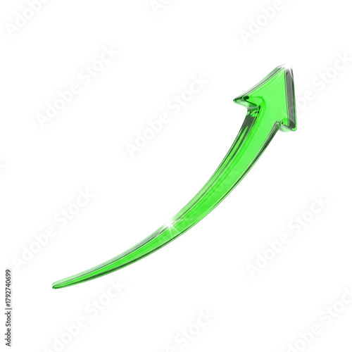 Dynamic green arrow symbolizing growth, success, and upward financial trend in business