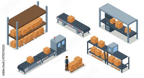 Efficient warehouse automation and logistics with conveyor belts and packaging