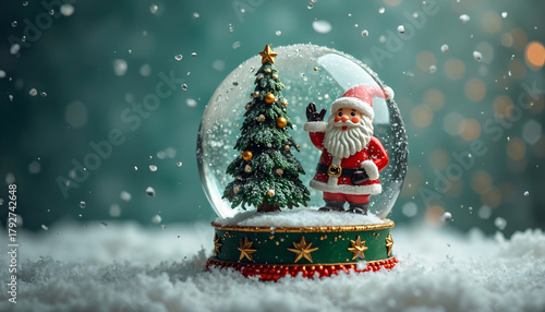 Wallpaper Mural Christmas Snow Globe with Santa and Tree Torontodigital.ca