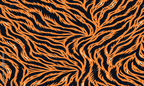 Wild tiger skin vectand illustration featuring striped animal fur texture background, perfect fand wallpaper murals, fabric prints, tiles, and artistic backgrounds.