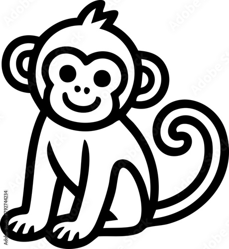 Cute Monkey for coloring book