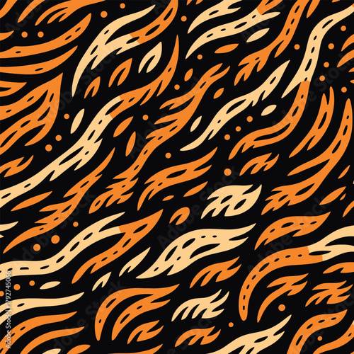Vectand tiger skin pattern illustration with wild animal stripes and fur texture background, great fand fabric prints, wallpaper murals, tile surfaces, and decandative projects.