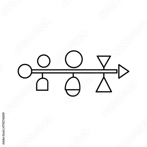 Diagram of weather instruments including anemometer, wind vane, and rain gauge