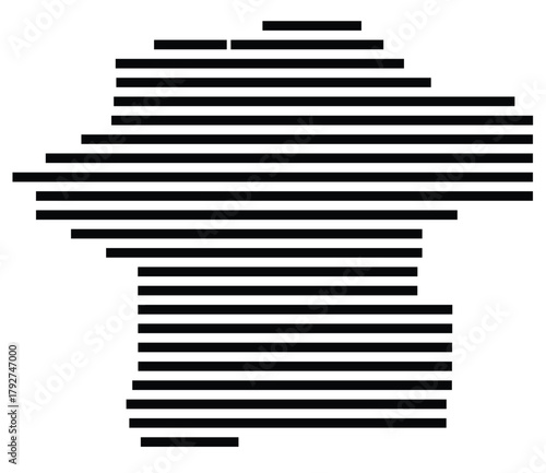 Symbol Map of the County Fergus (Montana, US) showing the County with a few black horizontal lines