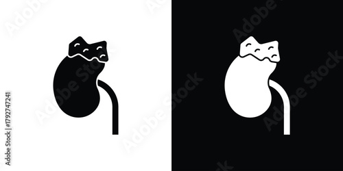 Adrenal gland icon flat design. Modern style in black color.