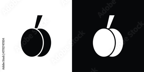 Apricot icon flat design. Modern style in black color.