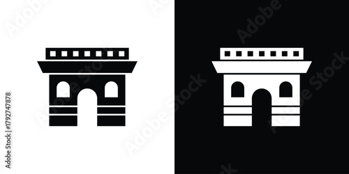 Arc de Triomphe icon flat design. Modern style in black color.