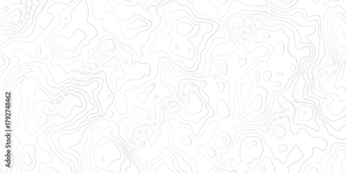 Abstract topographic map background with soft contour lines on a white surface. Minimal geographic elevation pattern ideal for modern design, mapping, landscape, and technology themes.