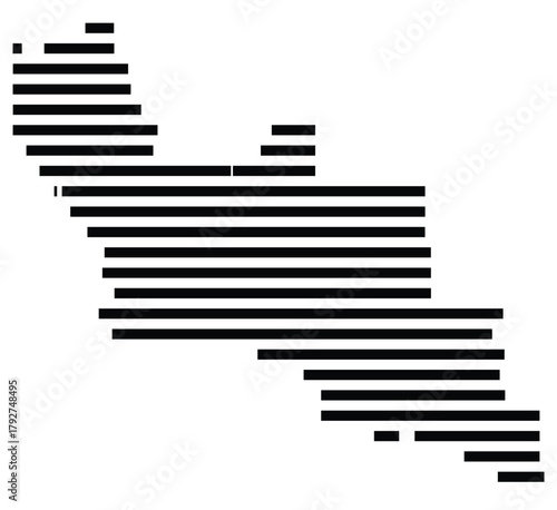 Symbol Map of the County Sanders (Montana, US) showing the County with a few black horizontal lines