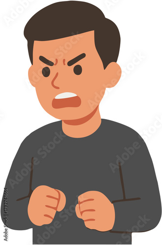 Angry Man Illustration Expressing Frustration, Fury, and Aggression through Facial Expressions and Body Language