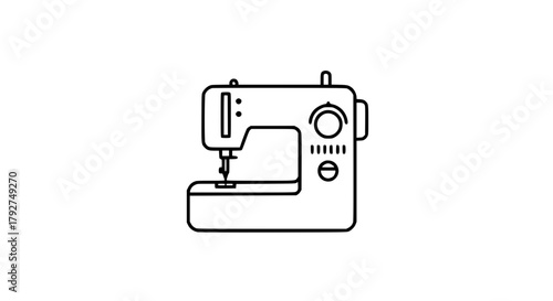 Sewing machine equipment shop black white icon 