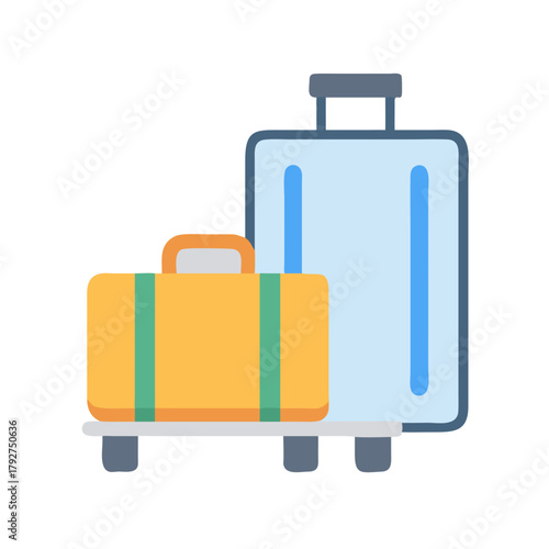 Two suitcases on luggage cart ready for vacation travel