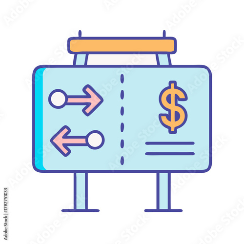 Directional financial sign depicting investment choice for business growth