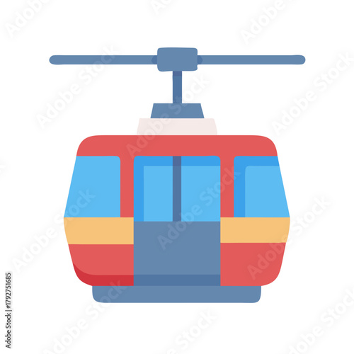 Flat Vector Illustration of a Fun Transportation Cable Car