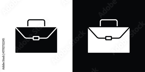 Briefcase icon flat design. Modern style in black color.