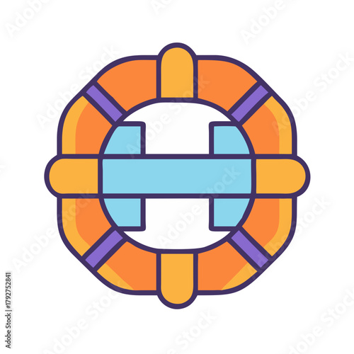 Stylized lifeguard floatation device against black backdrop illustration