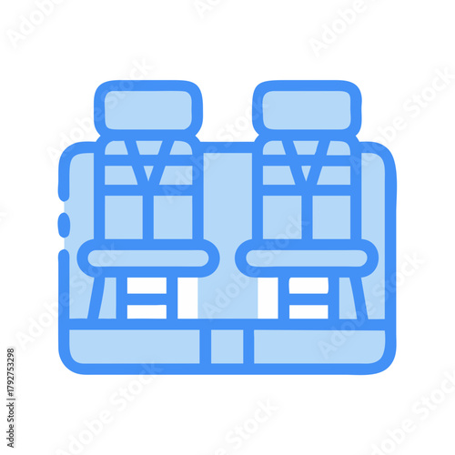 Blue car seat illustration for vehicle design concept isolated