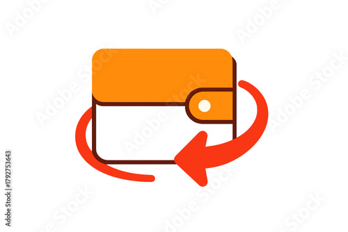 Simple soft orange wallet geometric vector icon key bold illustration colors white