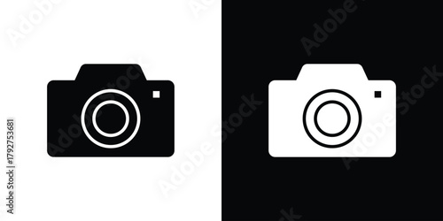 Camera icon flat design. Modern style in black color.