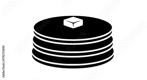 Hot pancakes black white icon 