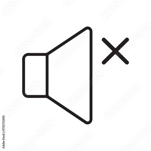 Mute speaker icon simple line vector design isolated on white background for app and web design