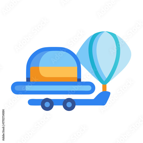 Flat illustration of delivery system with a blimp plane
