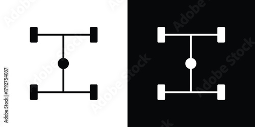Car chassis icon flat design. Modern style in black color.