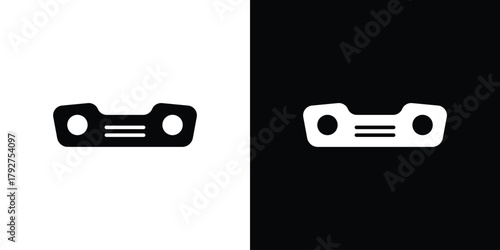 Car bumper icon flat design. Modern style in black color.