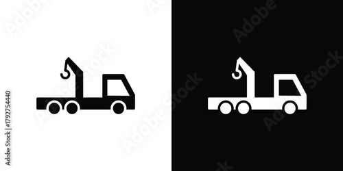 Car crane icon flat design. Modern style in black color.