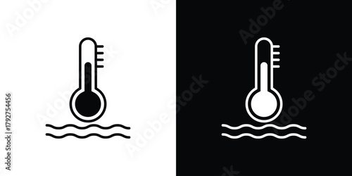 Car temperature icon flat design. Modern style in black color.